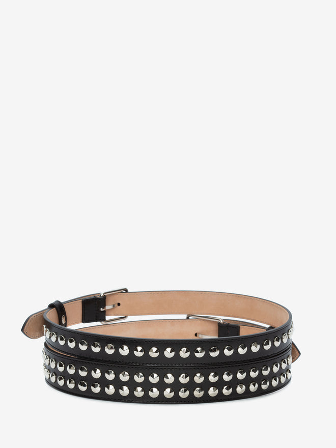 Alexander McQueen Studded Double Belt in Black