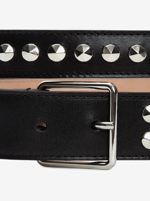 Alexander McQueen Studded Double Belt in Black