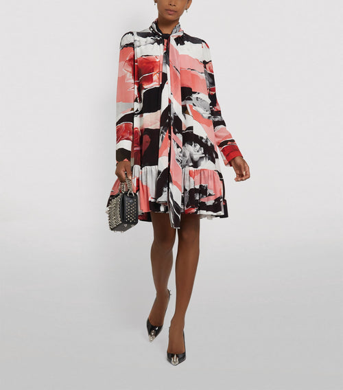 Alexander McQueen Printed Silk Crepe Mini Dress