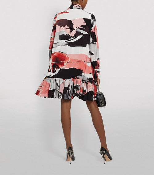 Alexander McQueen Printed Silk Crepe Mini Dress