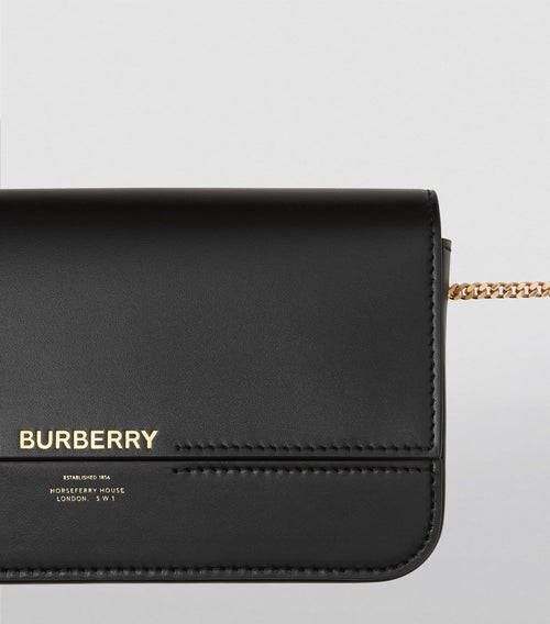 BURBERRY Leather Logo Clutch Bag