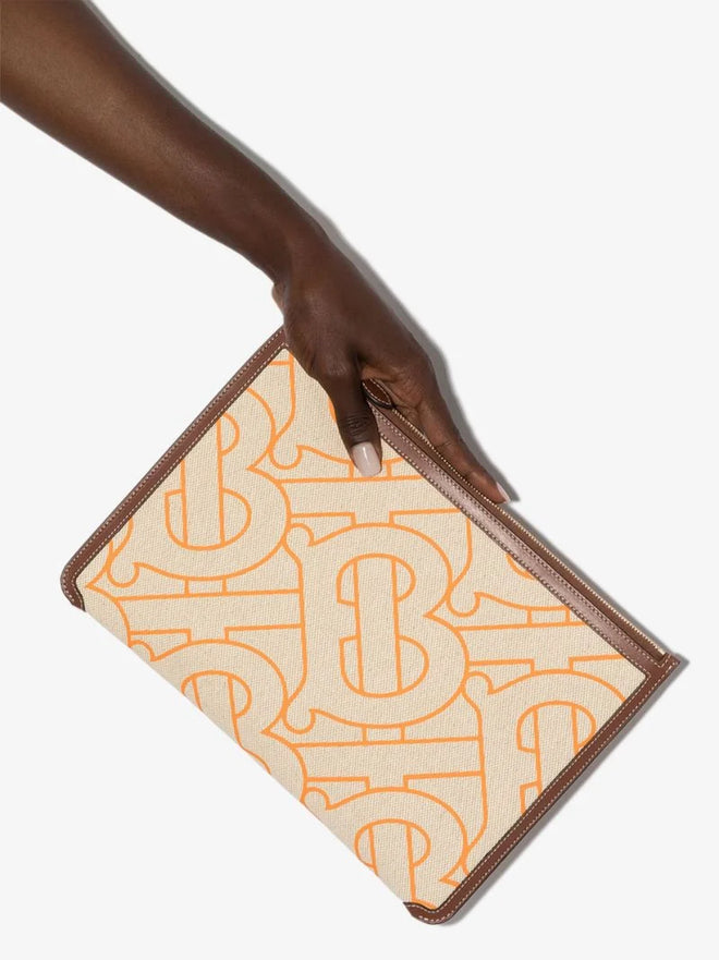 Burberry Neutral Phyllis Monogram Print Pouch