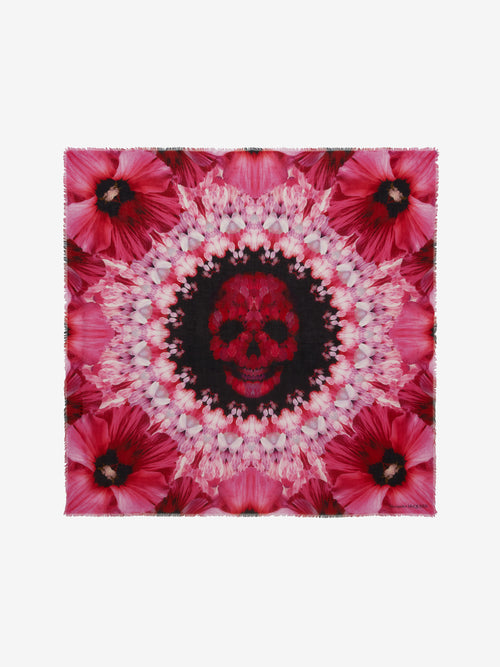 Alexander McQueen Paradise Skull Scarf in Black/Pink