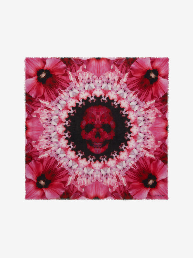 Alexander McQueen Paradise Skull Scarf in Black/Pink